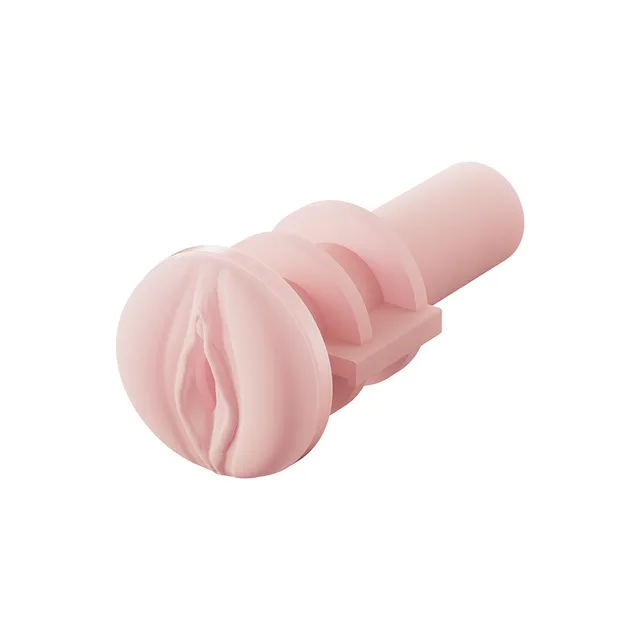 beige Lovense Solace sleeve with sculpted opening and ridged cylindrical body