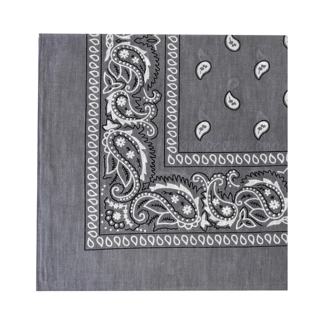 Folded gray Prowler RED hanky with white paisley border