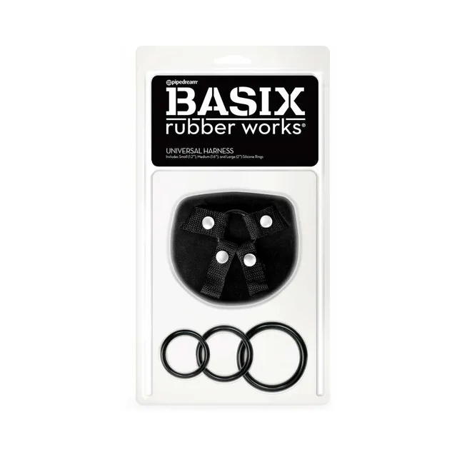 Basix Rubber Works Harness black harness and three rings in retail package