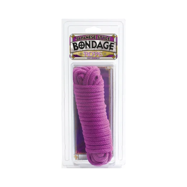 Doc Johnson purple cotton bondage rope in clear blister pack
