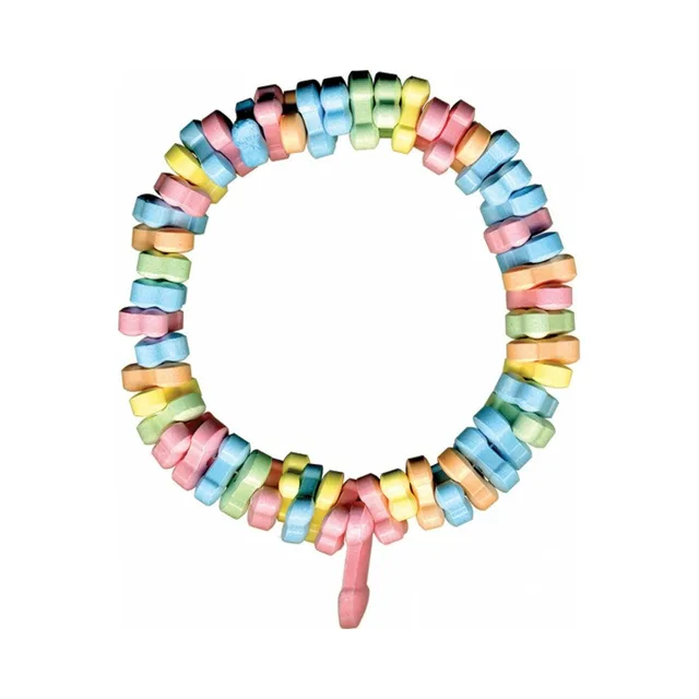 Circular Dicky Charms necklace made with pastel candy pieces