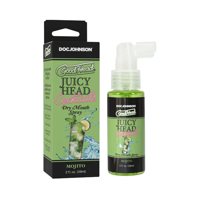 Juicy Head Mojito 2 oz pump spray beside green carton