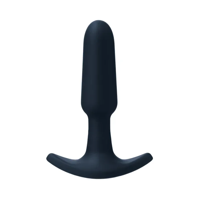 VeDO Bump Mini black rechargeable plug upright front view on curved T-base