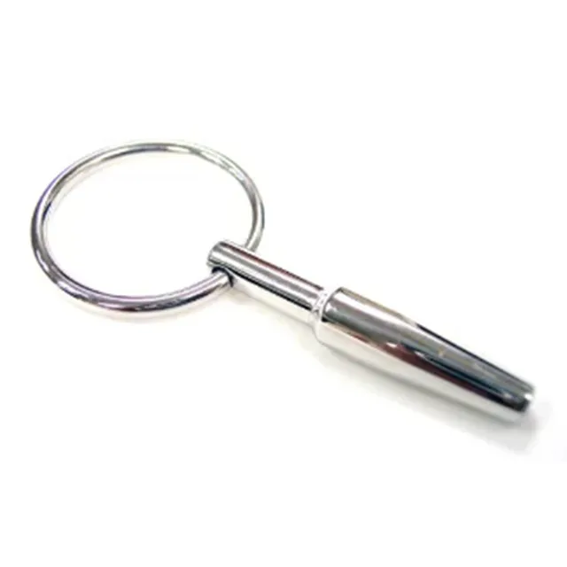 Polished Rouge stainless steel urethral probe with circular finger ring