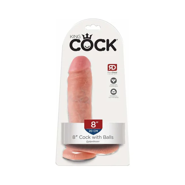 Pipedream King Cock 8-Inch Beige Dildo with Balls retail card front