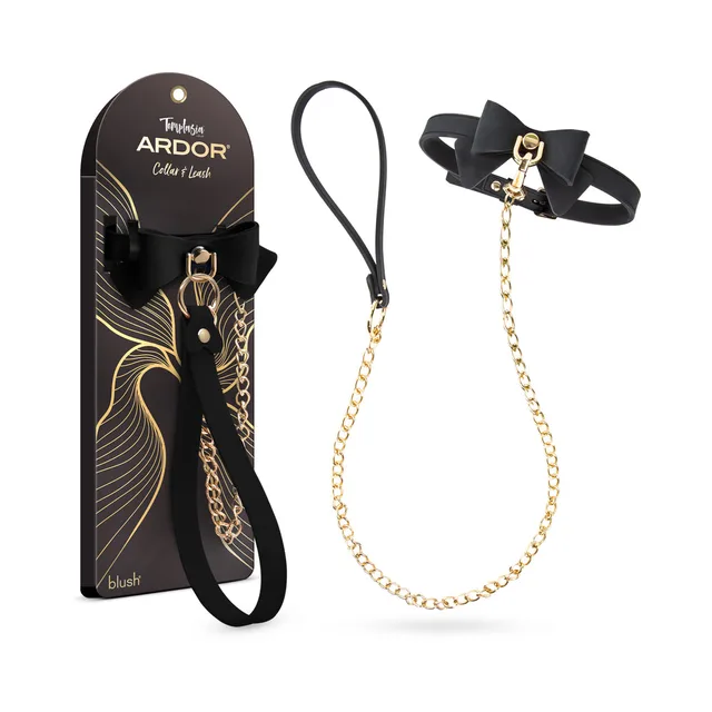 Temptasia Ardor black collar and leash with black retail display card
