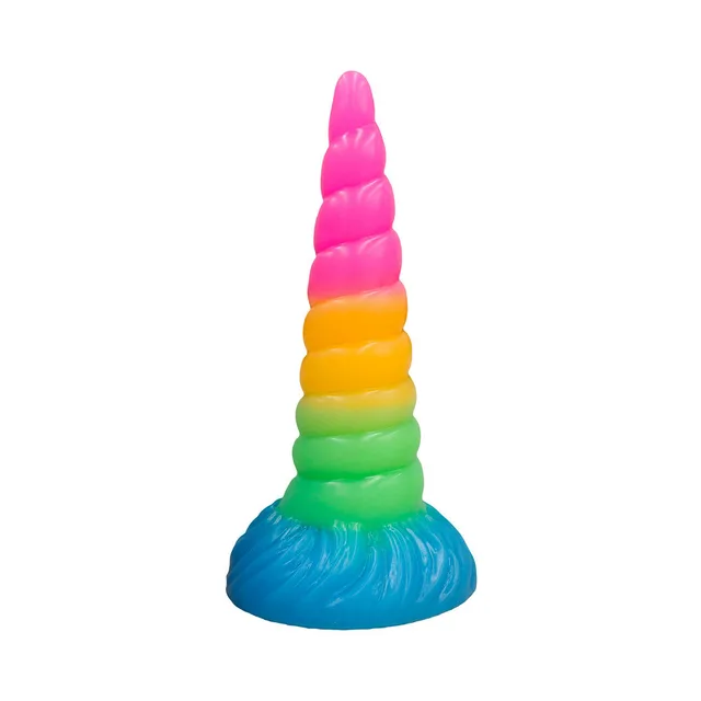 Rainbow spiral Celestial Unicorn Horn attachment on white