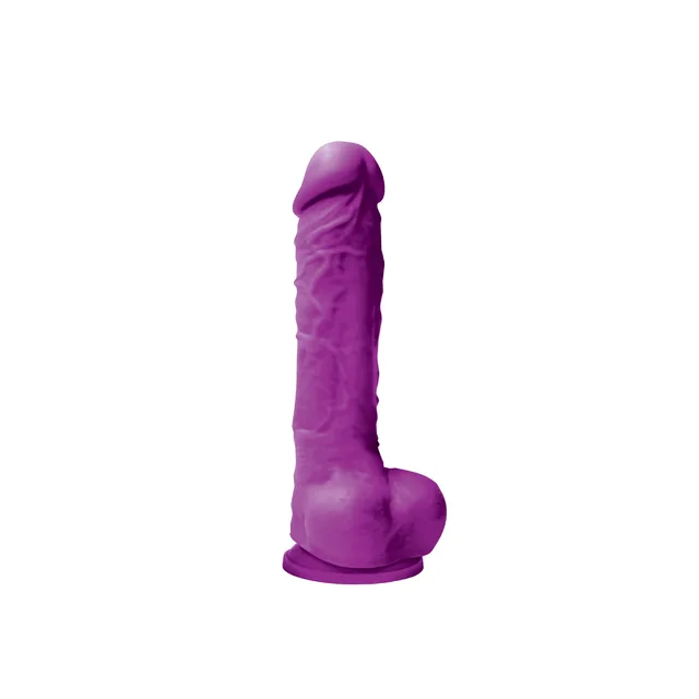 Colours Pleasures Purple Dildo upright purple molded shaft with suction base