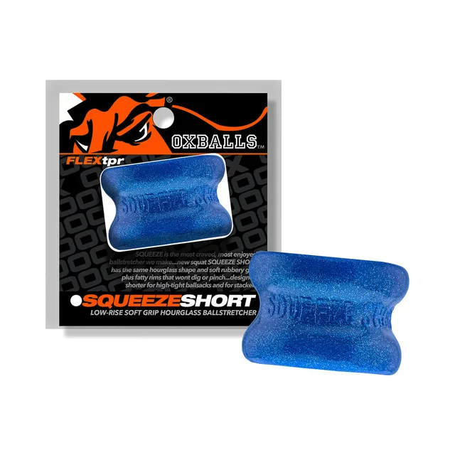 Blue Fire Oxballs Squeeze Short beside branded retail package