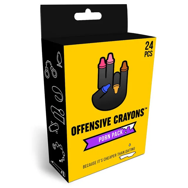 Black and yellow 24-piece Offensive Crayons box