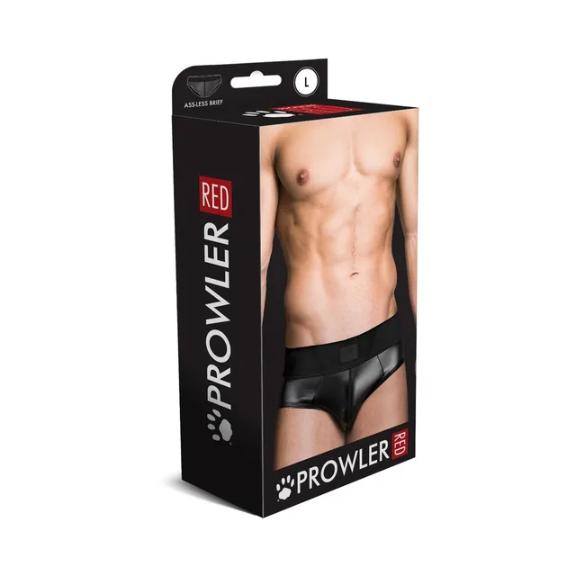 Prowler RED black wetlook assless brief size L retail box