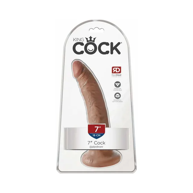 Pipedream King Cock Tan 7 Inch Dildo inside clear-front blister package