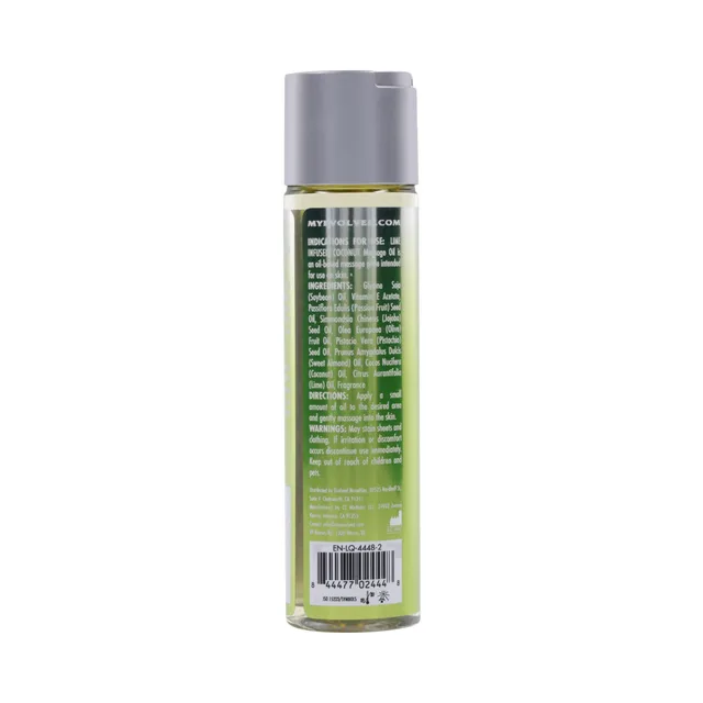 back label and barcode on Evolved Anoint lime infused coconut massage oil