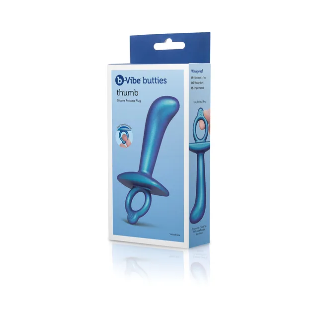 b-Vibe Butties Thumb blue plug in light-blue retail box