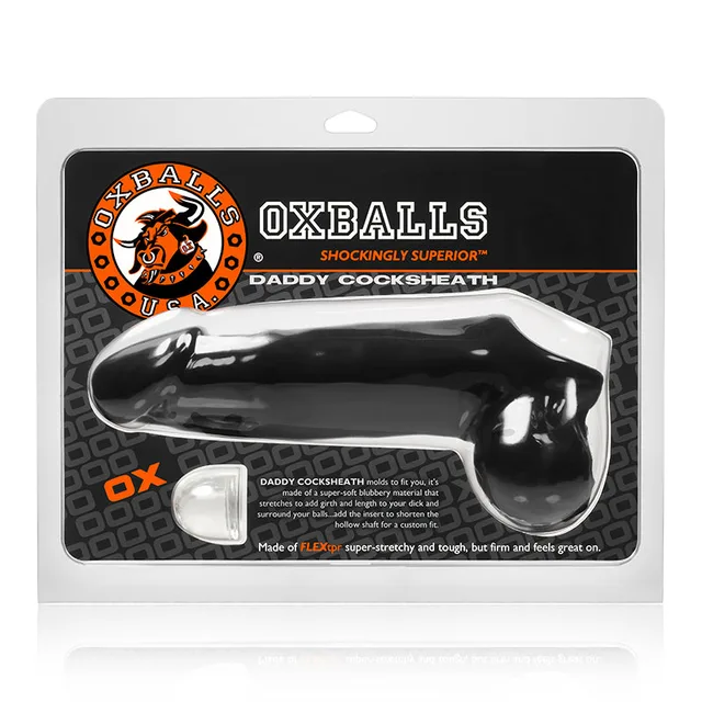 OxBalls Daddy Black Cock Sheath in wide package