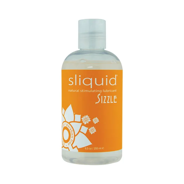 Sliquid Naturals Sizzle water-based lubricant in clear 8.5 oz bottle