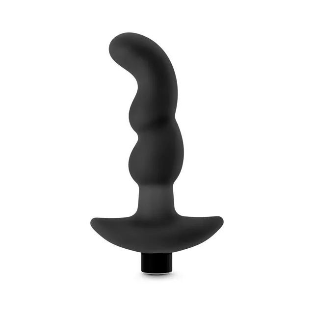 Front view of upright black Anal Adventures 03 with contoured shaft