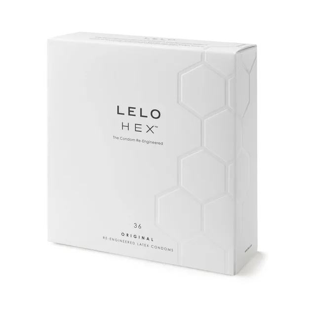 Angled white LELO HEX Original 36-pack box