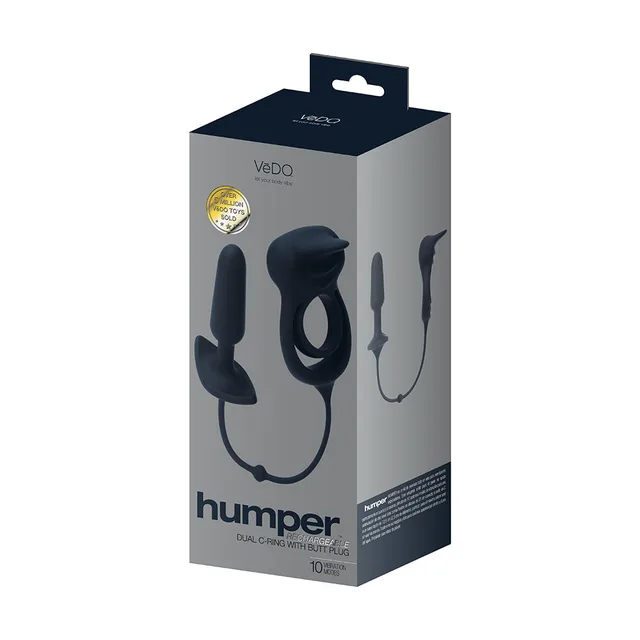 VeDO Humper black dual-ring and plug components on gray box