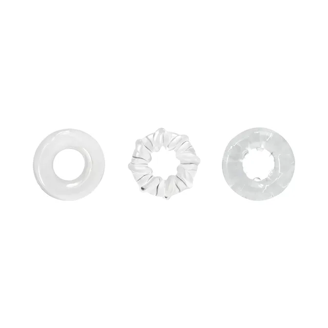 Renegade clear Dyno Rings 3-pack three loose rings in smooth, fluted and notched designs