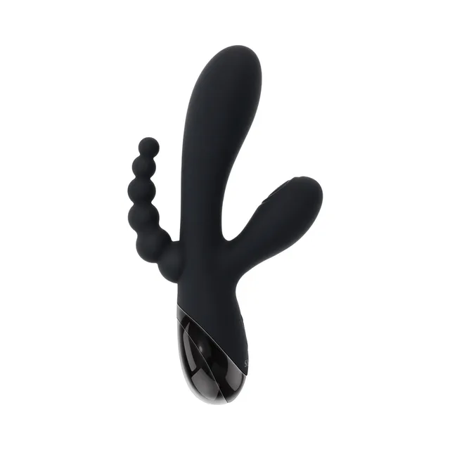 Front view of black Triple Aces three-arm vibrator