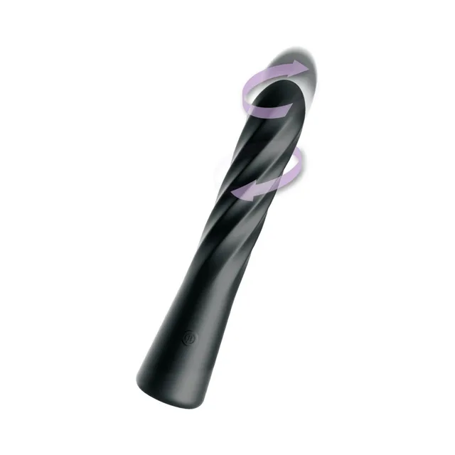 Anal Fantasy Elite Twist Ecstasy black massager angled view of spiral-ridged shaft
