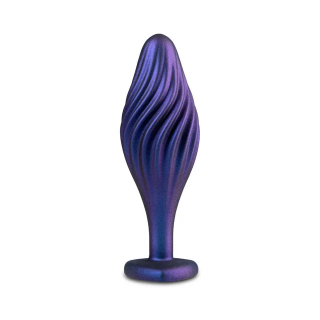 Upright purple plug with deep spiral grooves