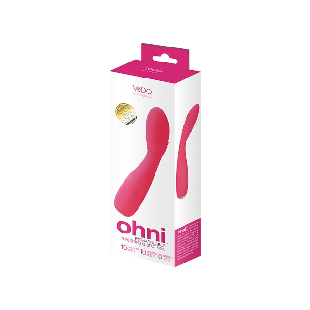 VeDO Ohni pink curved rechargeable vibrator in white box