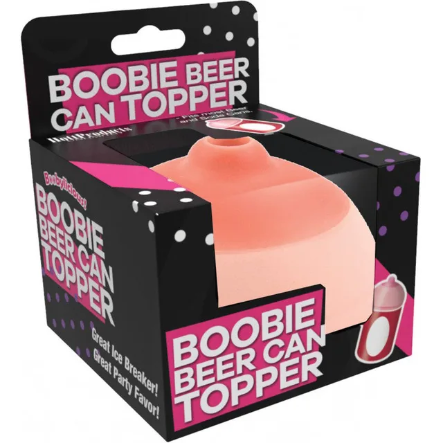 Hott Products Boobie beer can topper in black and pink box