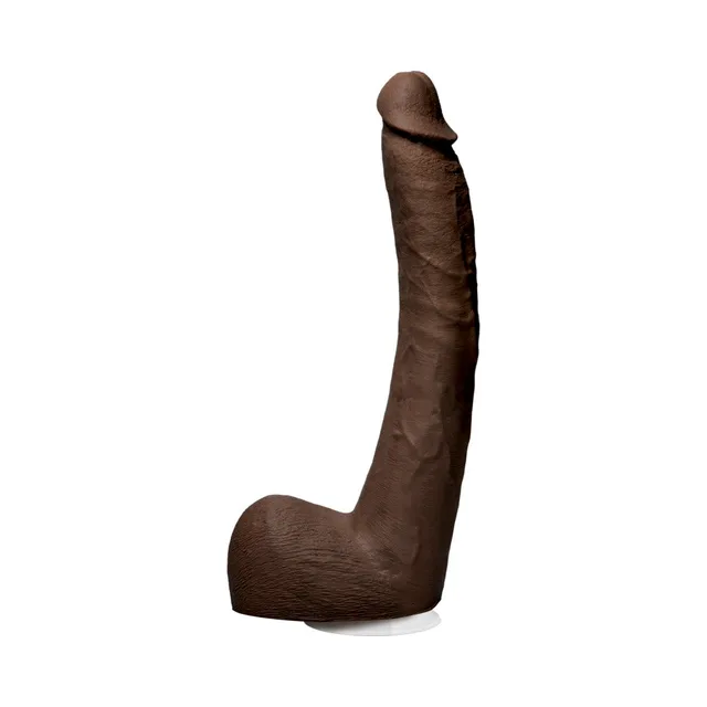 Dark brown Isiah Maxwell ULTRASKYN dildo in side profile