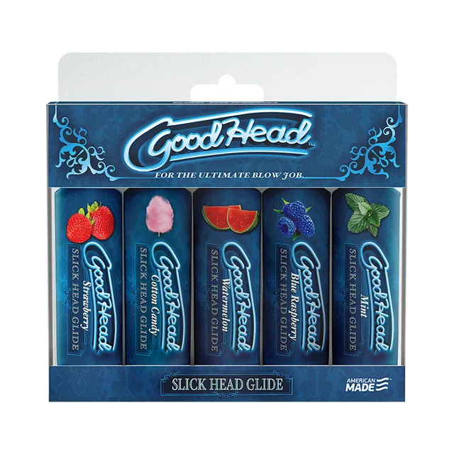 GoodHead Slick Head Glide five-pack in black and blue carton