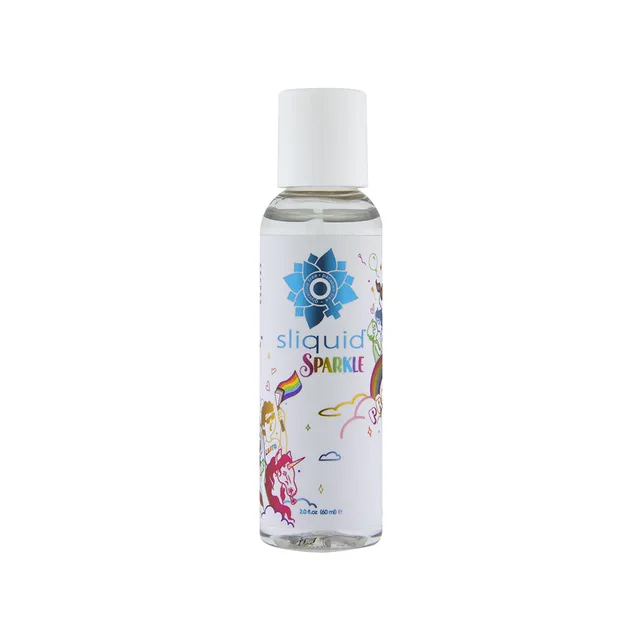Compact Sliquid Sparkle Pride 2 oz lubricant bottle
