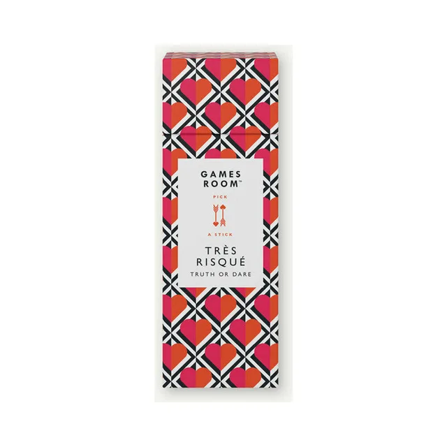 Tres Risque Truth or Dare stick box with red black diamond pattern
