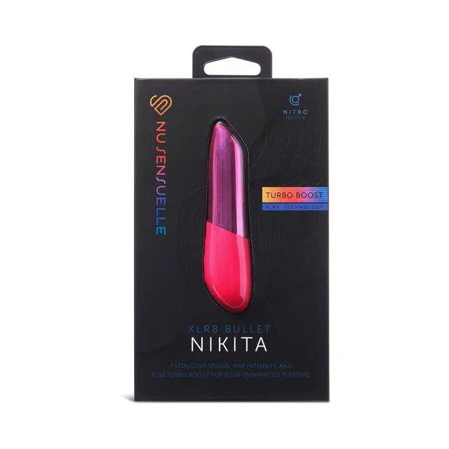 Nu Sensuelle Nikita deep-pink bullet vibrator in black carton