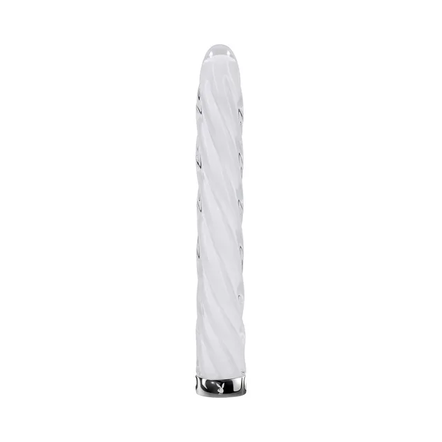 Playboy In A Twist white spiral glass vibrator straight front view