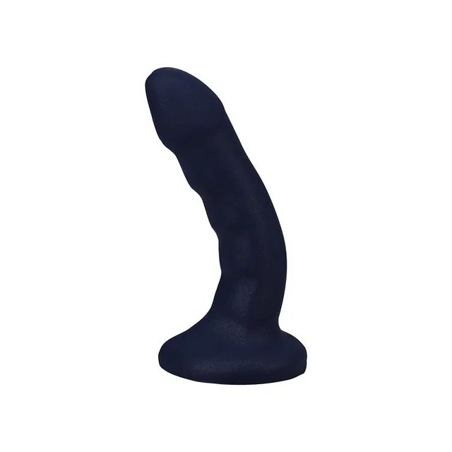 Tantus Curve sapphire medium-firm silicone dildo curved side profile