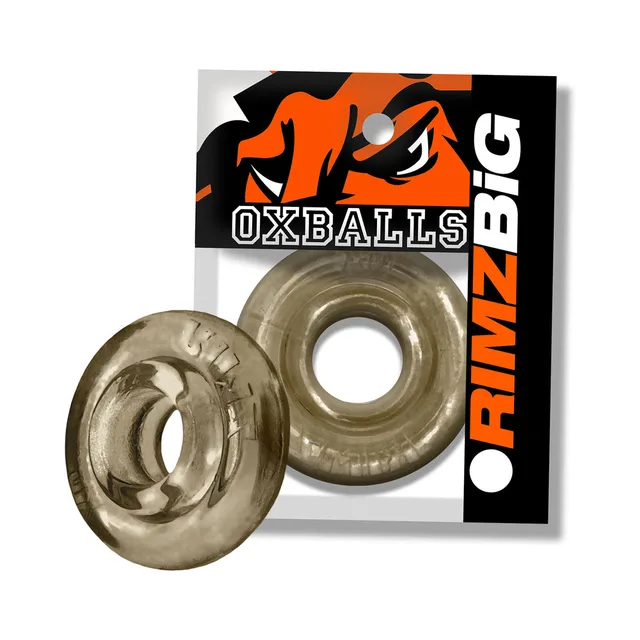 Storm gray Oxballs Rimz Big wide-profile ring beside package