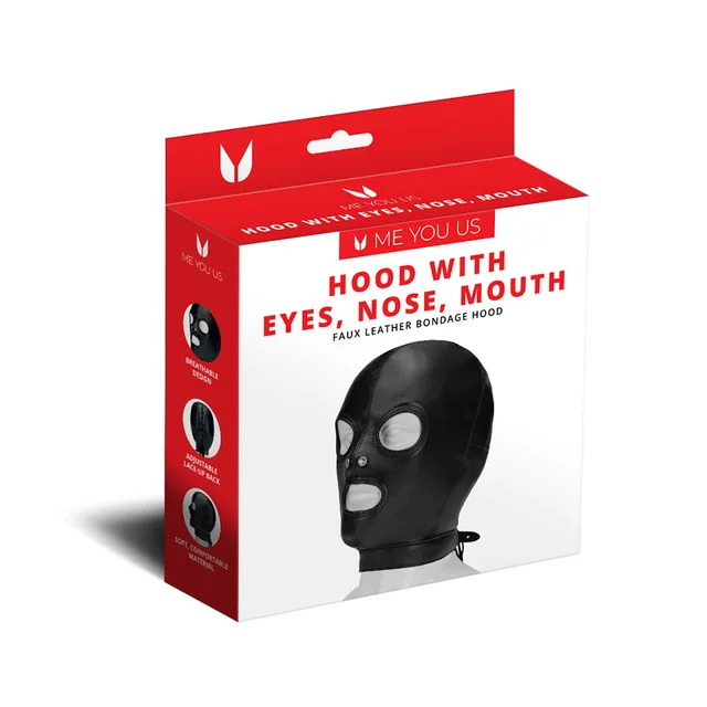 Black Me You Us hood with eye nose and mouth openings
