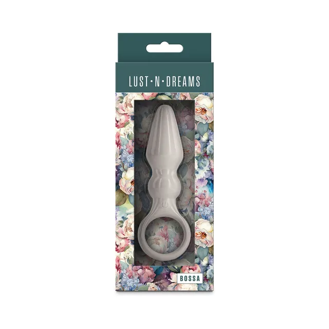 Lust-n-Dreams Bossa fog silicone plug with finger ring in floral box