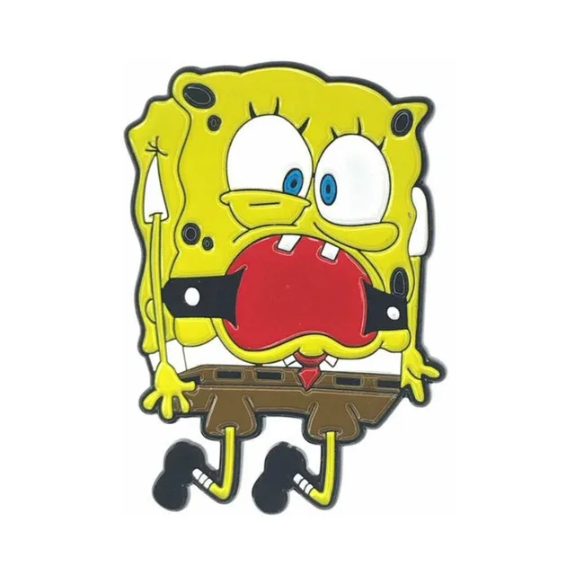 yellow Undersea Switch character pin with red mouth strap and black band