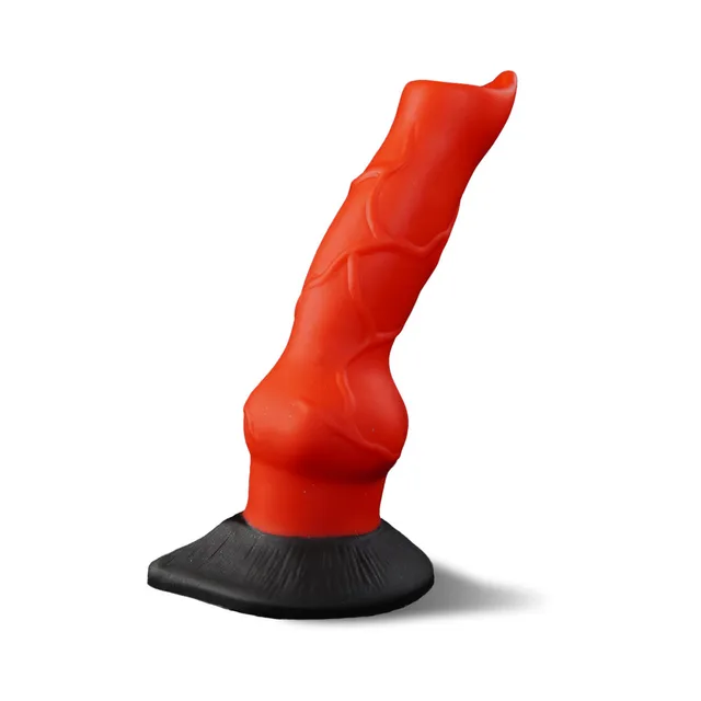 Camtoyz Segron orange geometric dildo upright front view of segmented ridges