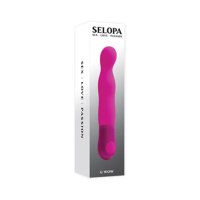 pink Selopa G Wow angled-tip vibrator in tall white box