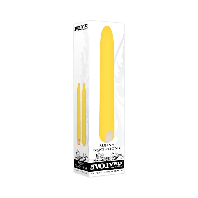Yellow Evolved Sunny Sensations vibrator retail box