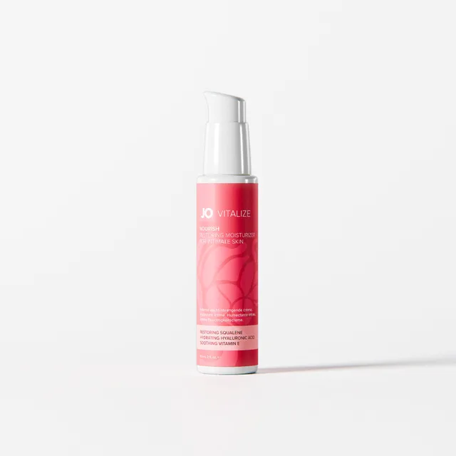System JO Nourish pink bottle with white pump and clear cap