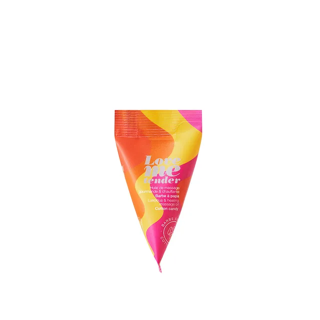 Love to Love Cotton Candy massage oil sachet front view on white background