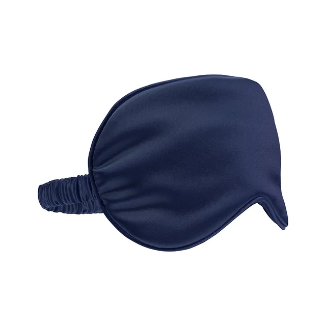 Angled navy Ouch satin mask showing curved nose contour