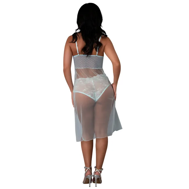 Rear view of Blue Sky Long Chemise set in S/M