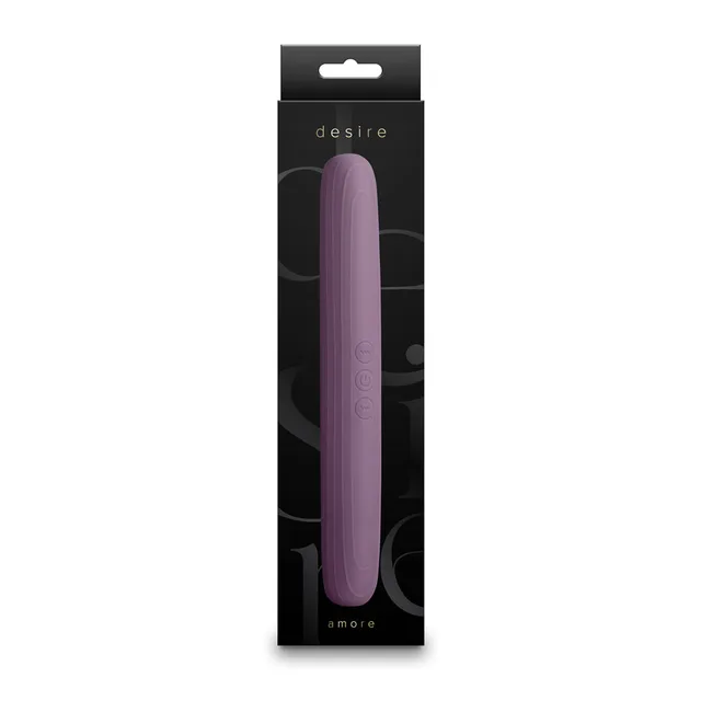 mauve Desire Amore double-ended vibrator in tall black box