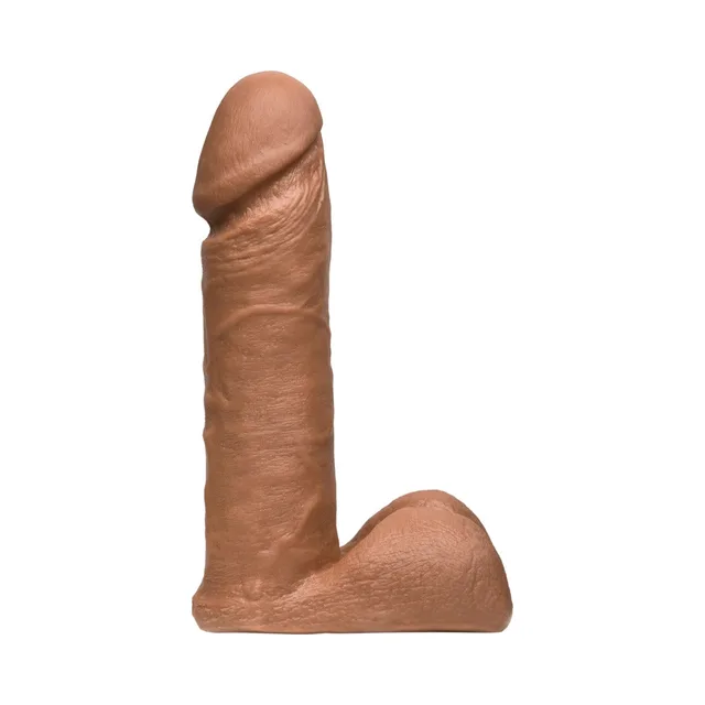 Upright brown 6.8-inch Vac-U-Lock dildo with molded shaft
