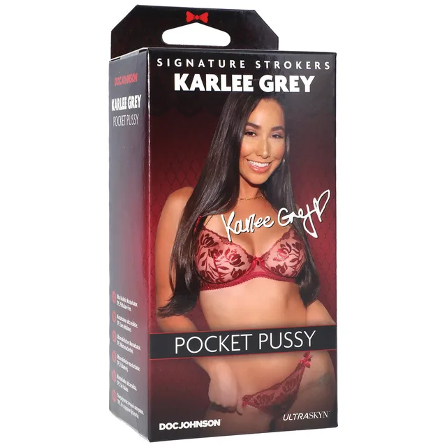 Karlee Grey Signature Stroker in black and red portrait box